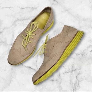 Cole Haan LunarGrand WingTip Oxfords Women’s Size 10 Tan Green Leather Lace Up